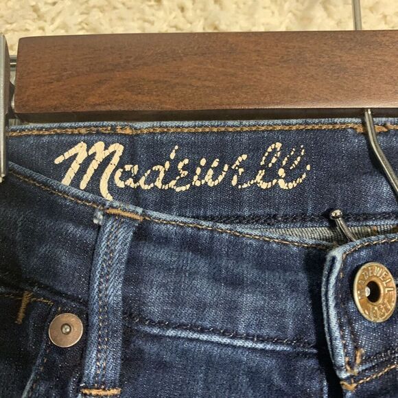Madewell Skinny Skinny Dark Wash Blue Jeans Womens Size 26x32‎ Midrise Denim - Picture 3 of 10